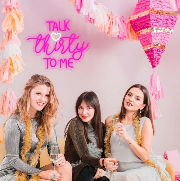 Pink Neon Sign 'Talk Thirty to Me' 30th Birthday - Picture 6 of 6